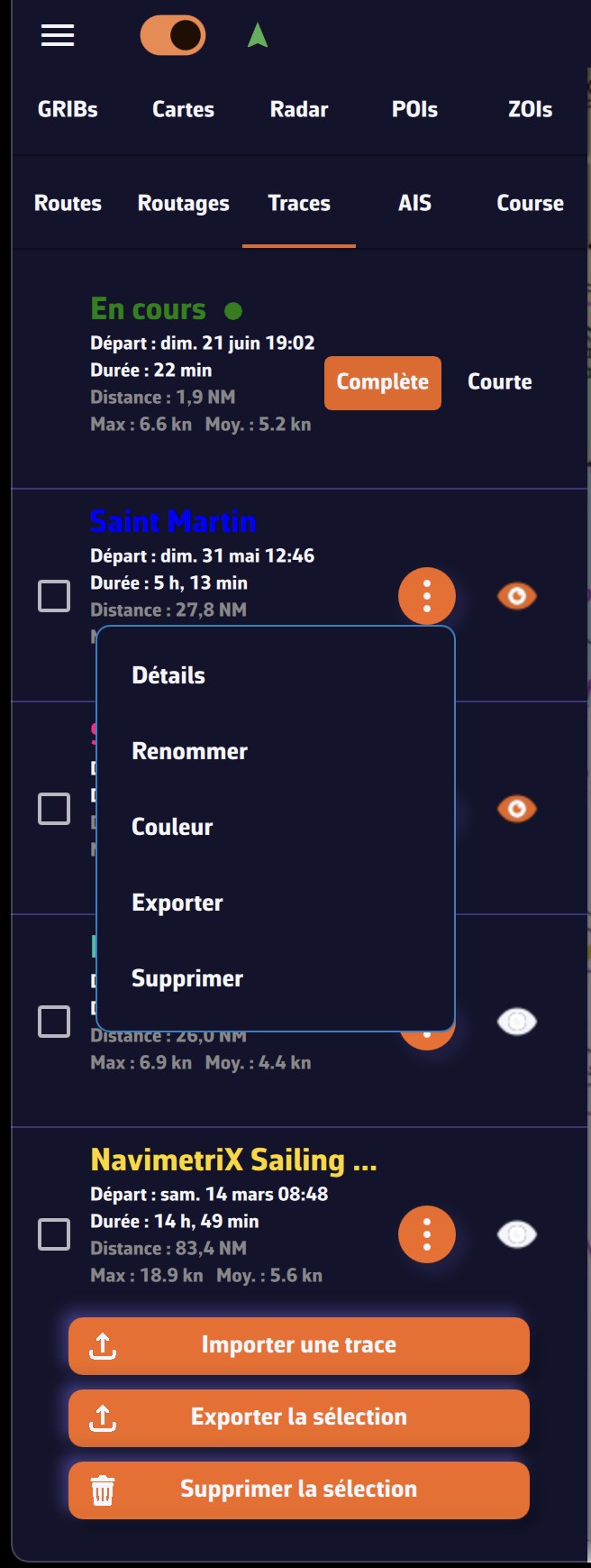 Track menu