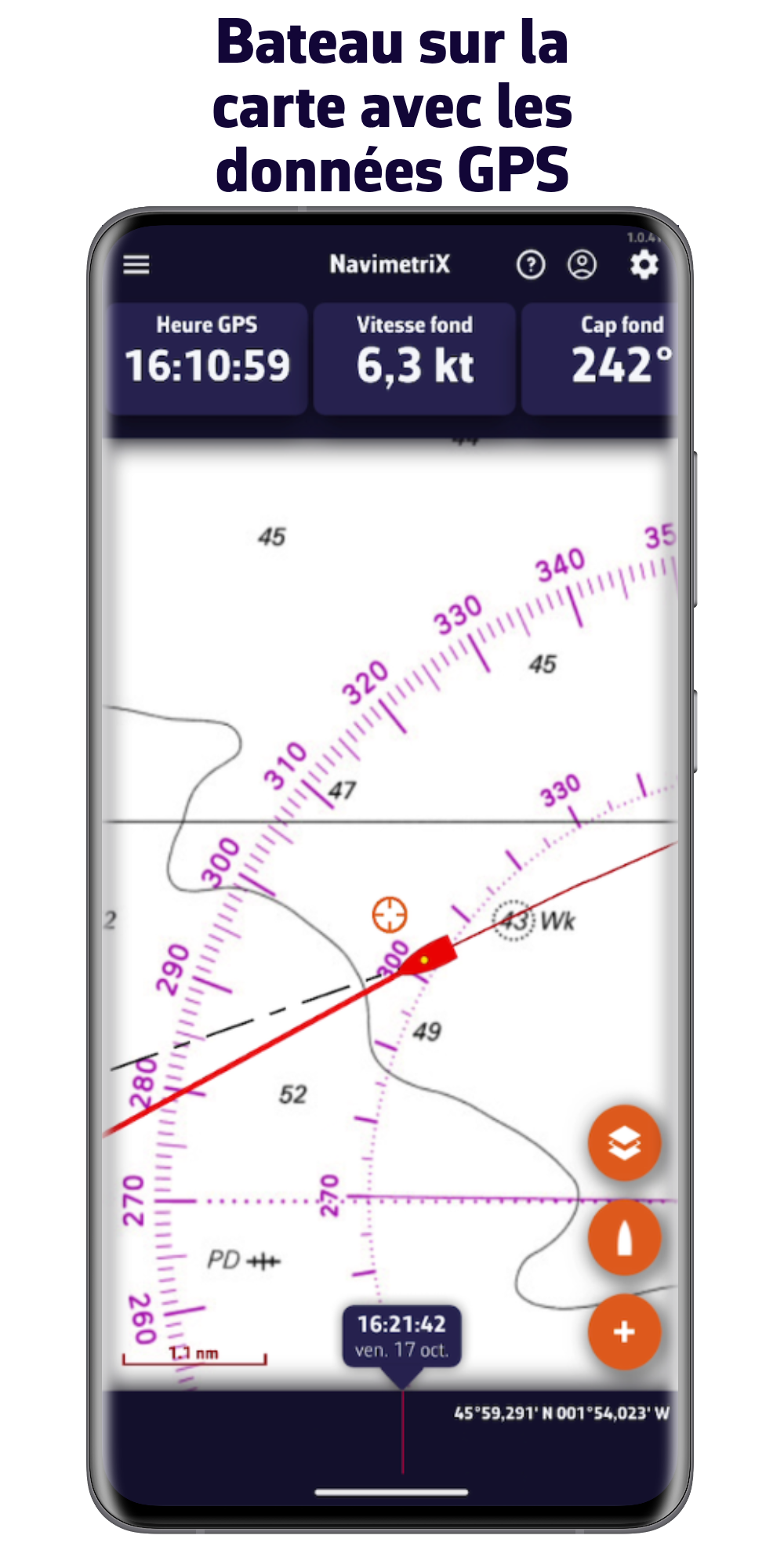 Boat on the map with GPS data
