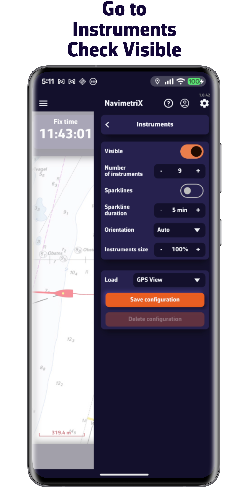 Go to Instruments. Check Visible