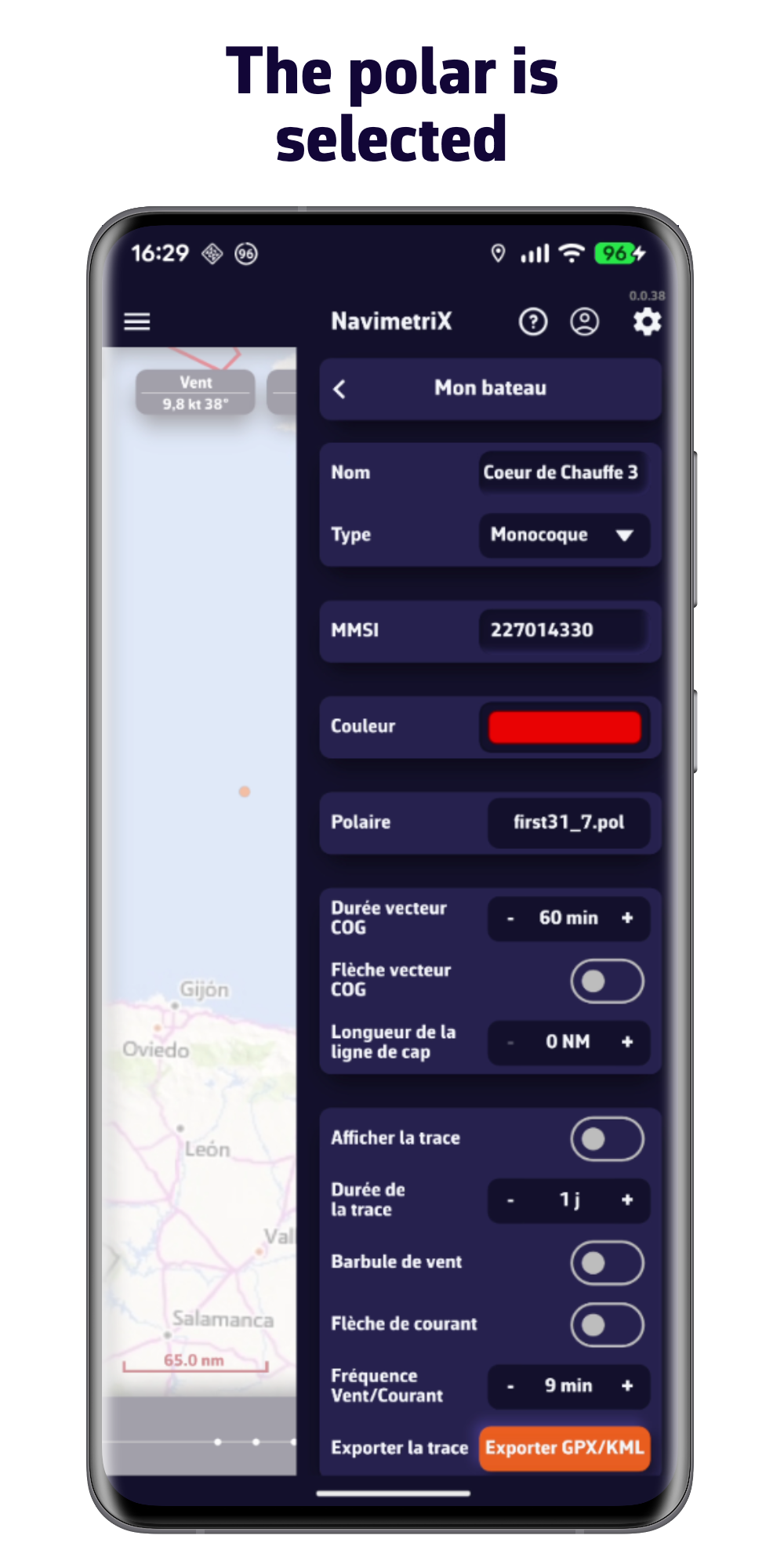 The polar is selected