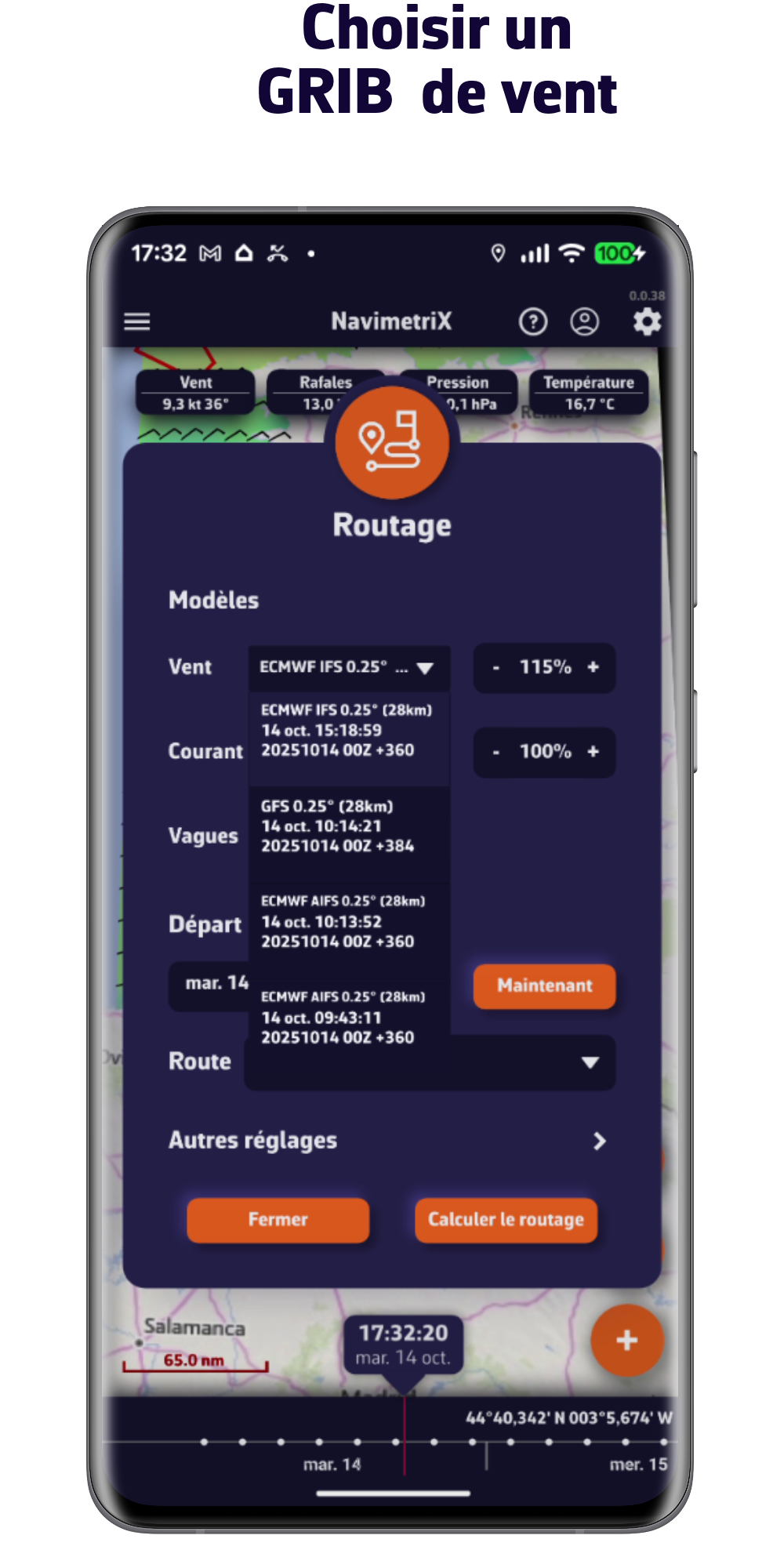 Choisir un GRIB de vent